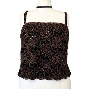NWT Black Copper Lace Sequin Sleeveless Top 22W 2X Whimsigoth Fairy Going Out
